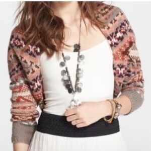 Free people tape combo fair isle carnival knit shrug bolero 🚨 weekend sale